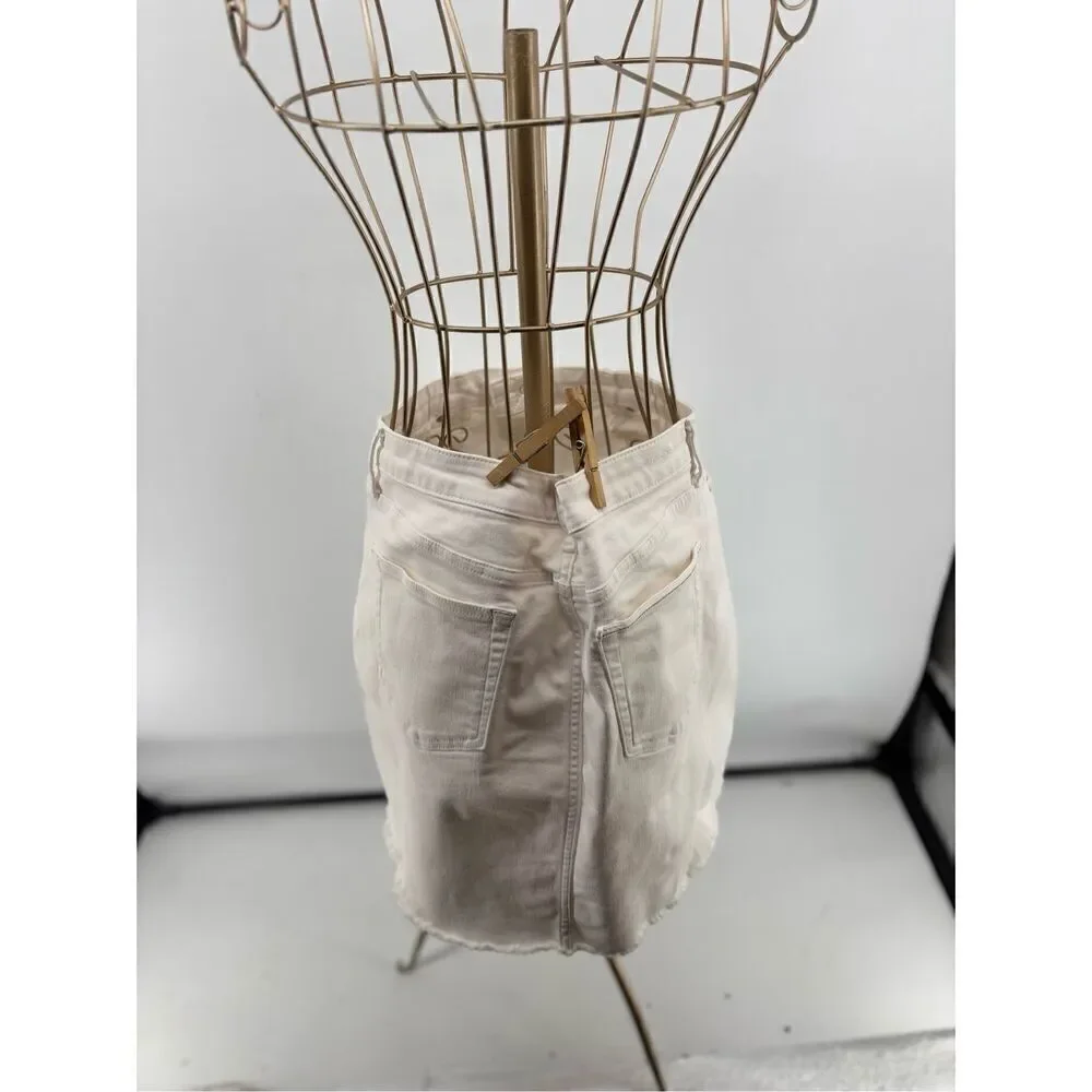 Vineyard Vines White Denim Raw Hem Mini Skirt Size 10